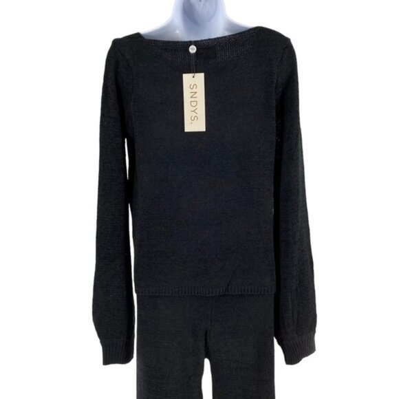 SNDYS NEW Majid Loungewear Black Two Piece Matching Set Sweater Trousers Size M - Picture 11 of 14